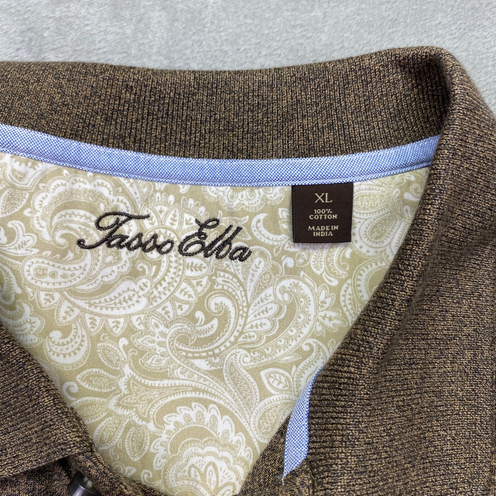 Tasso Elba‎ Long Sleeve Signature Polo Shirt Mens XL Brown Marl 100% Cotton NWT - Picture 4 of 10